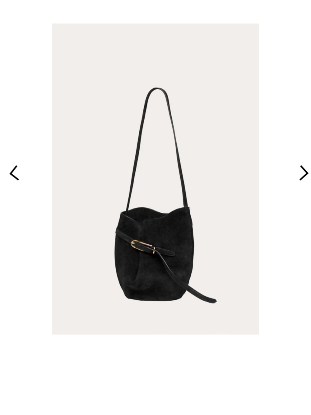Liffner Belted Bucket Bag Black Suede